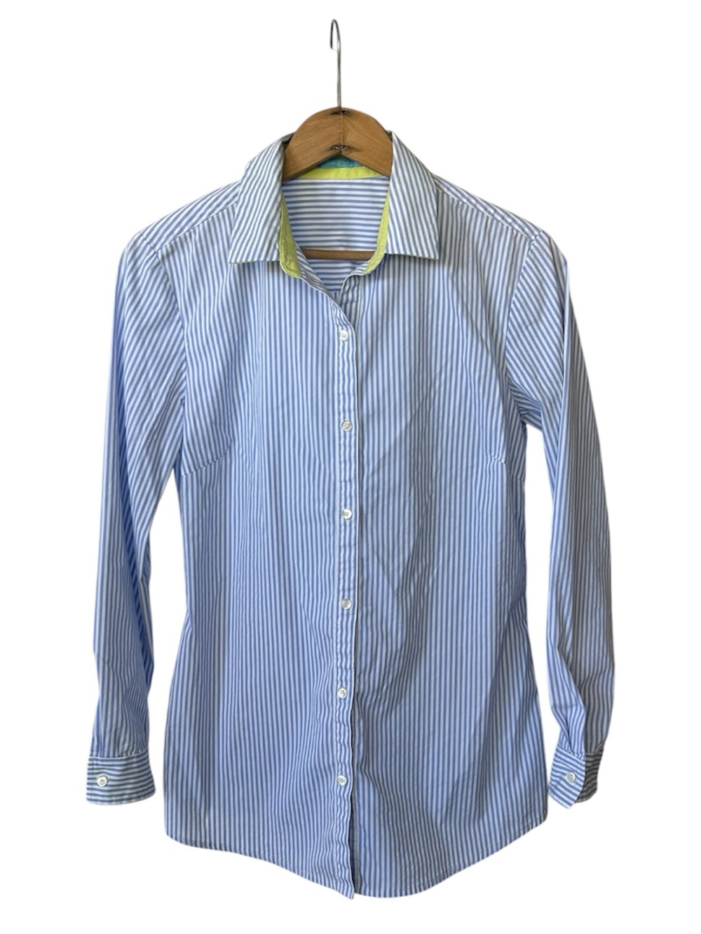 J. McLaughlin | Women’s Light Blue/White Pinstripe Button Down Shirt Size S